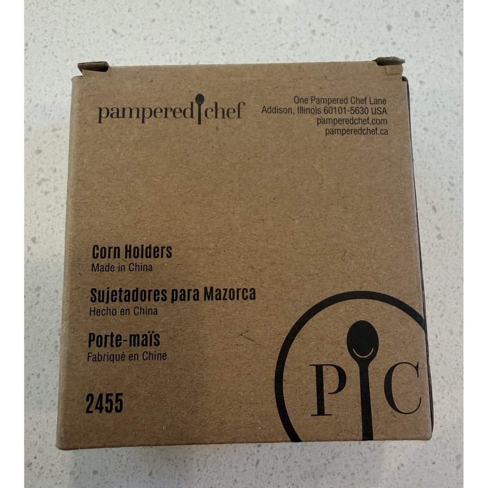 PAMPERED CHEF Corn Cob Holders # 2455  w/Storage Case - Opened Never Used NEW
